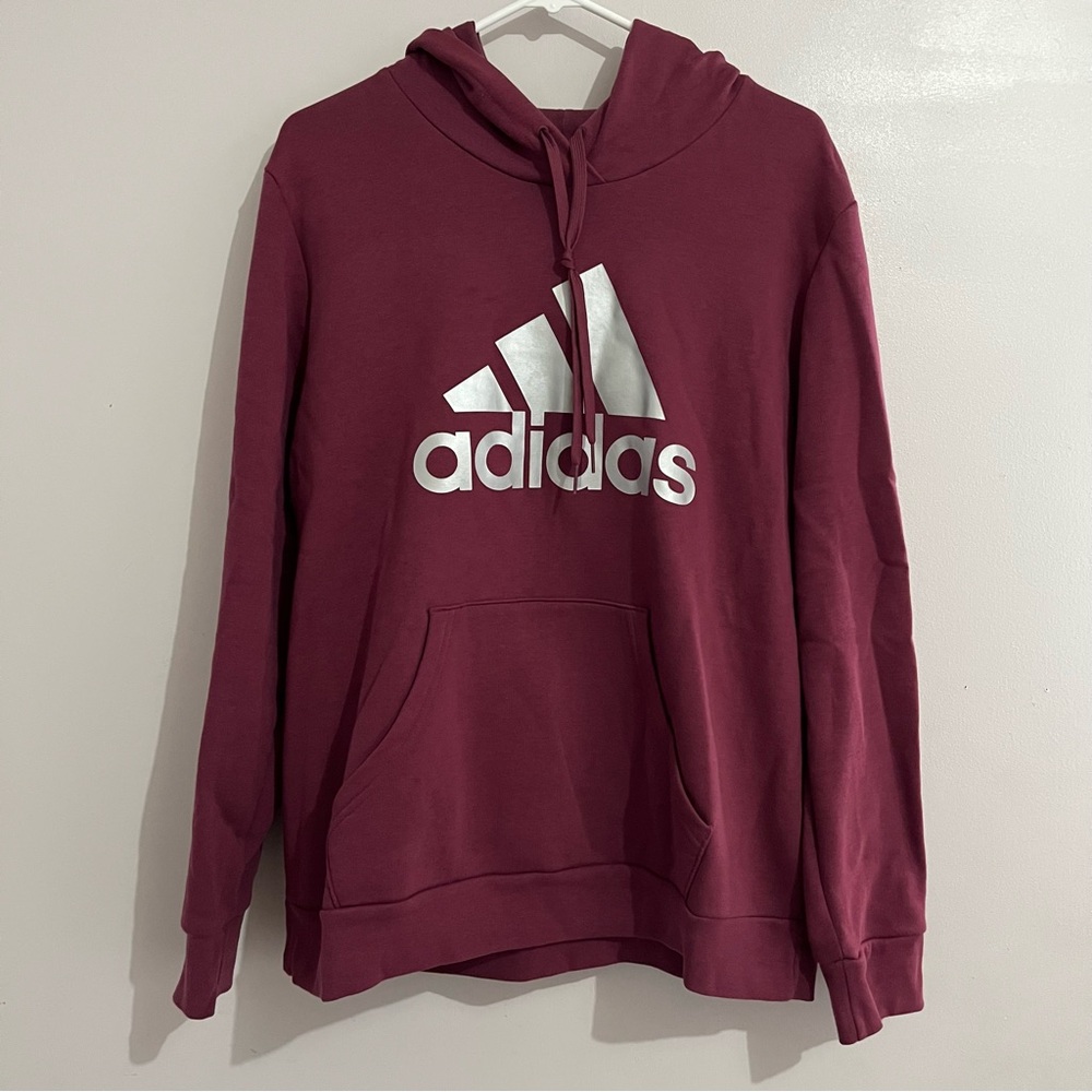 Adidas Maroon burgundy Sweatshirt with Silver logo women’s size XL pullover
